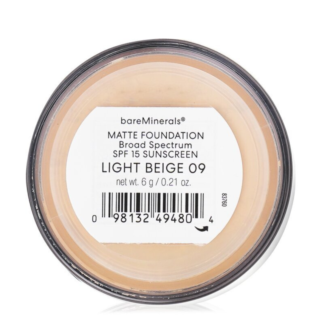 BareMinerals Matte foundation SPF15 for LIGHT BEIGE 09 6g