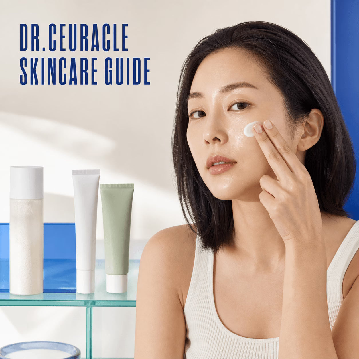 Adult woman applying sunscreen for a Dr.Ceuracle skincare guide