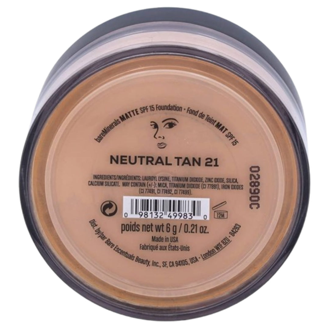 BareMinerals Matte Foundation SPF 15, Neutral Tan 21, 6g